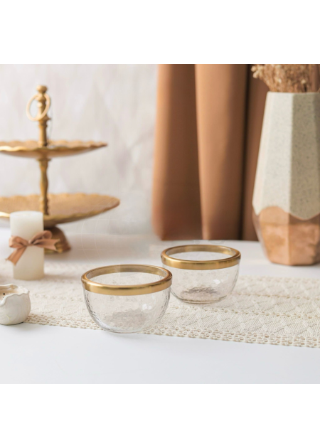 طقم صحون ضيافة /6 قزاز مع إطار ذهبي